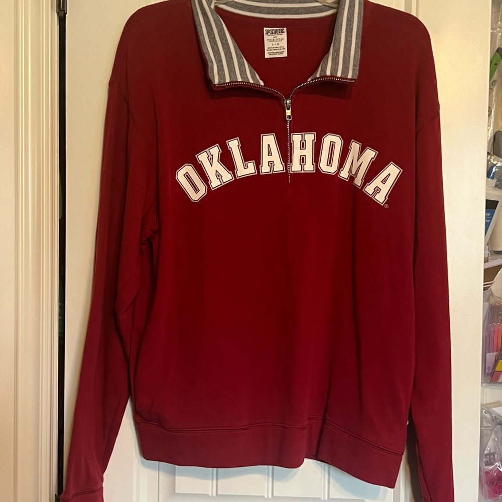 VS PINK  Red Quarter-Zip OU Pullover
